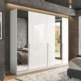 Guarda-roupa Casal Com Espelho Porto 6 Portas 4 Gavetas Branco
