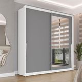 Guarda-roupa Casal Com Espelho Porto 2 Portas 2 Gavetas Branco E Cinza