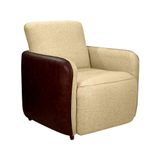 Poltrona Zurique Linho Bege E Corino Whisky