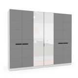 Guarda-roupa Casal Com Espelho Lisboa 6 Portas 4 Gavetas Branco E Cinza