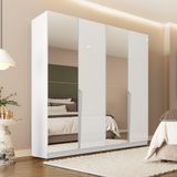 Guarda-roupa Casal Com Espelho Porto 4 Portas 4 Gavetas Branco