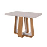 Mesa De Jantar Retangular Com Tampo De Mdf 40 Mm E Vidro Sintonia Off White E Amêndoa 120 Cm