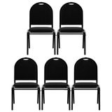 Kit 5 Cadeiras Hoteleiras Auditório Empilhável Linho M23 Preto - Mpozenato