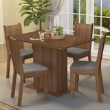 Conjunto Sala De Jantar Mesa Tampo De Vidro 4 Cadeiras Rustic/silver Camélia Madesa
