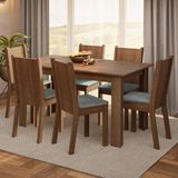 Conjunto Sala De Jantar Mesa Tampo De Madeira 6 Cadeiras Rustic/silver Analu Madesa