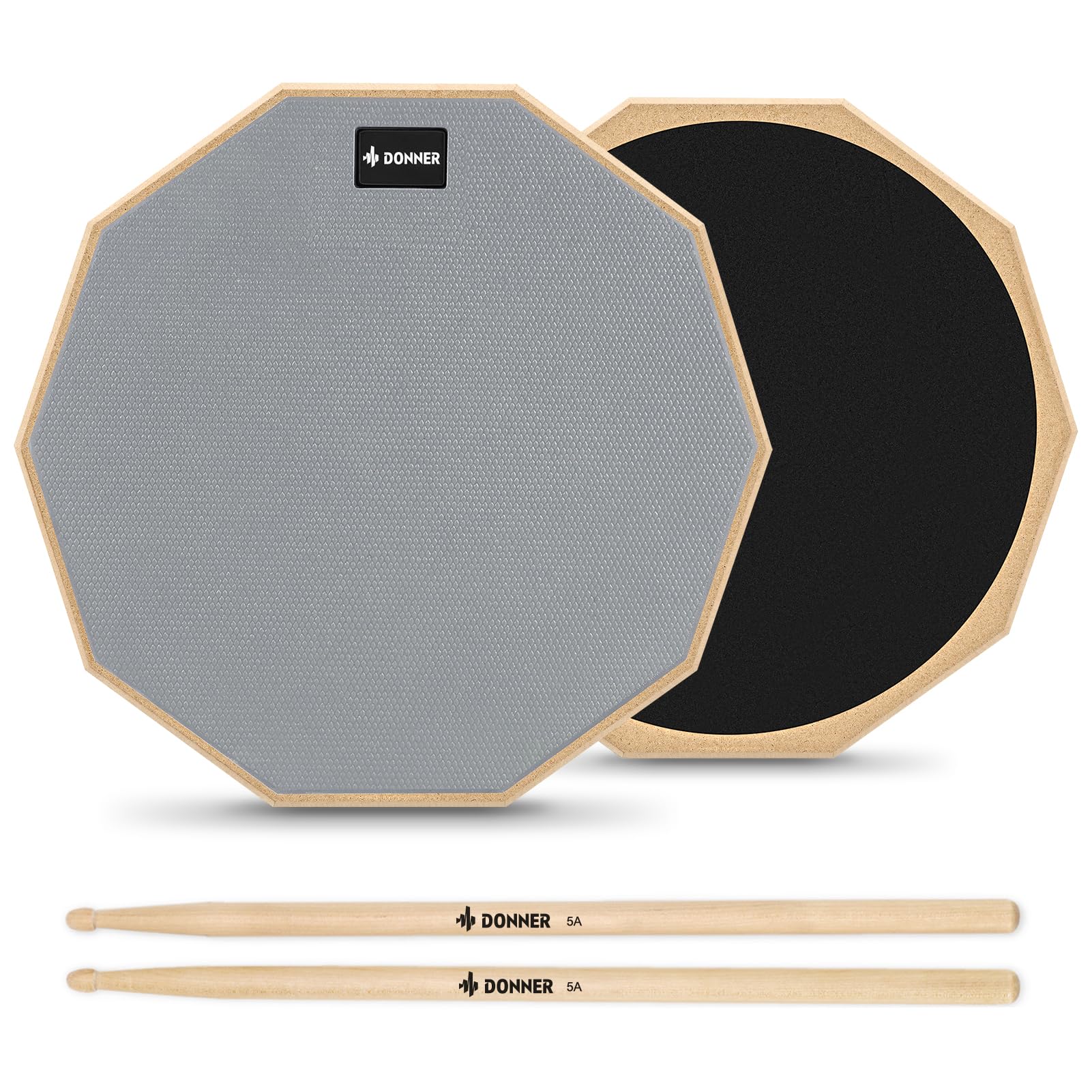 Drum Practice Pad Donner Silent De 12 Polegadas Com Baquetas Cinza