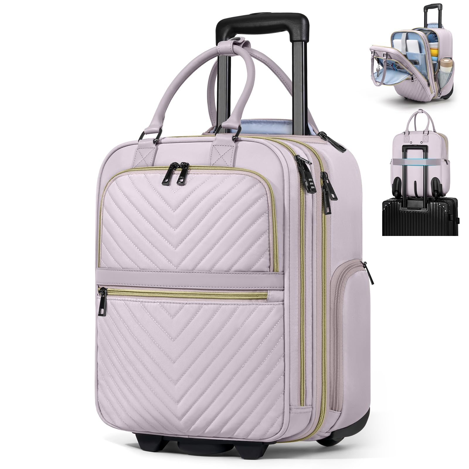 Bagagem De Mão Rainsmore Underseat, Rosa Leve De 16 Polegadas