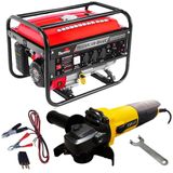 Gerador De Energia À Gasolina 3,1 Kva Bivolt Partida Manual Tg3100cxr Toyama Com Esmerilhadeira Angular 4.1/2 Pol 850w Evald 220v