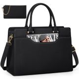 Bolsa Para Laptop Rainsmore Para Mulheres De 15,6 Polegadas De Couro Impermeável Preta