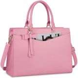 Bolsa Para Laptop Rainsmore Para Mulheres, Bolsa De Poliuretano De 15,6", Impermeável, Rosa
