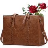 Bolsa Para Laptop Rainsmore Para Mulheres Em Couro Pu Marrom De 15,6 Polegadas