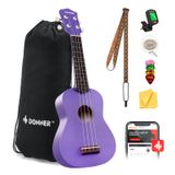 Ukulele Donner Soprano De 21 Polegadas Para Iniciantes Com Kit Roxo