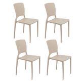 Kit 4 Cadeiras Tramontina Safira Em Polipropileno E Fibra De Vidro Areia 92048120