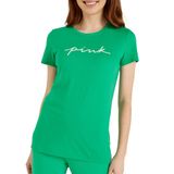 Camiseta Feminina Victoria&#39;s Secret Com Logotipo Verde De Algodão Tamanho M