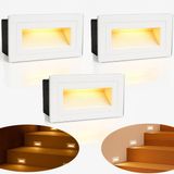 3 Balizador Led 3000k De Embutir Parede Externo Branco Zan42