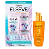 Kit Elseve Kit Shampoo 375ml + Condicionador Hialurônico Pure 170ml + Óleo Extraordinário 100ml