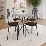 Conjunto De Mesa Com 4 Cadeiras Leia Preto / Cacau / Ocre