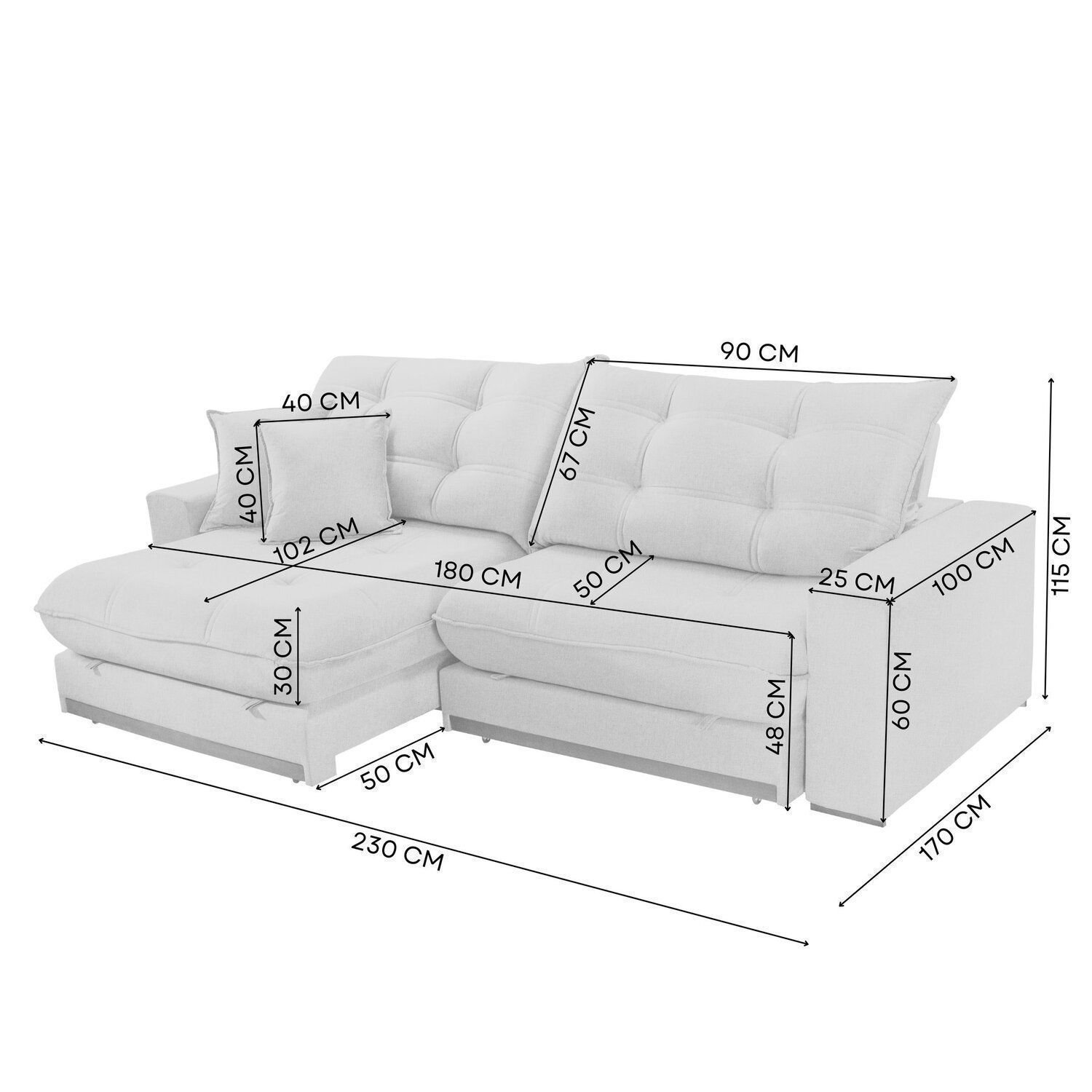 Sofá Retrátil 3 Lugares 230cm Linho Belize Marrom - Carrefour