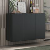 Aparador Buffet 3 Portas Suspenso Veneza Multimóveis Mp1008 Preto