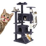 Cat Tree Tower Simple Deluxe, 54 Polegadas, Azul Marinho Para Gatos Domésticos