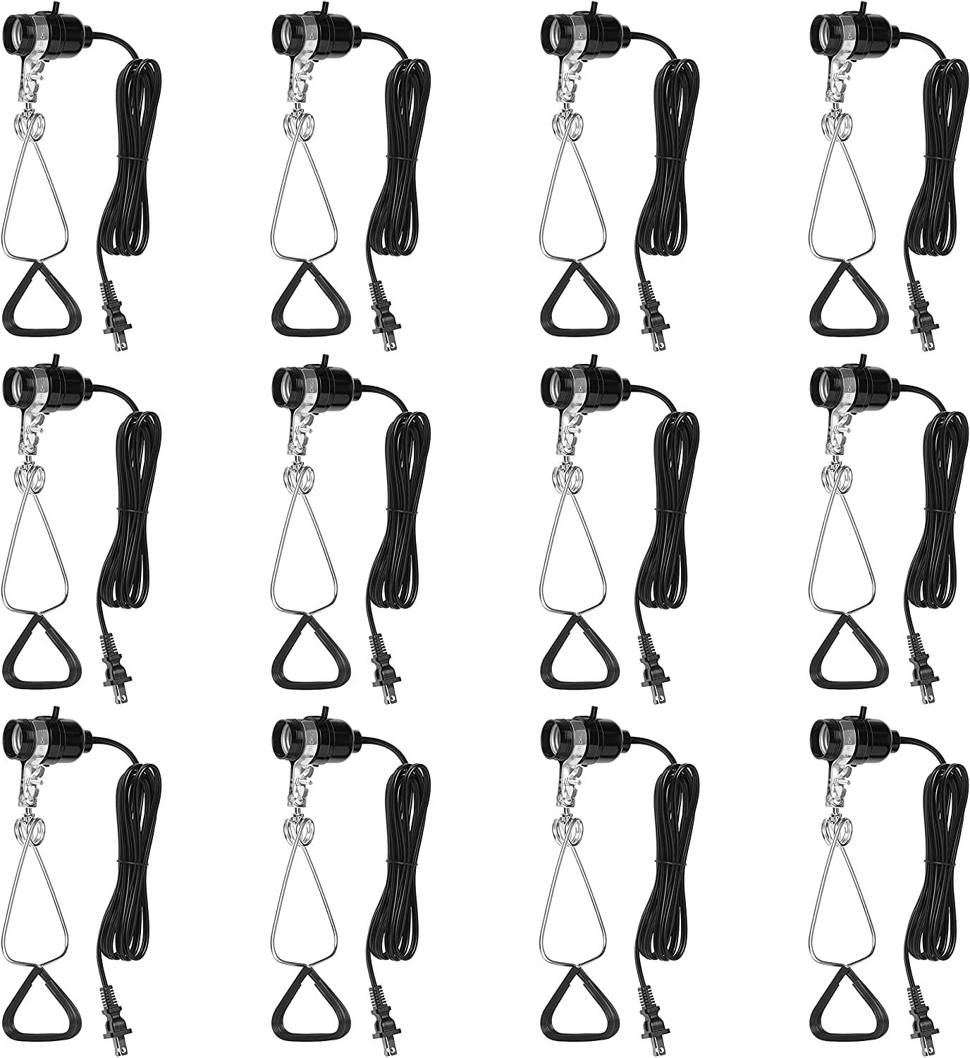 Clamp Light Socket Simple Deluxe E26 150 W Com Cabo De 1,8 M, Pacote Com 12