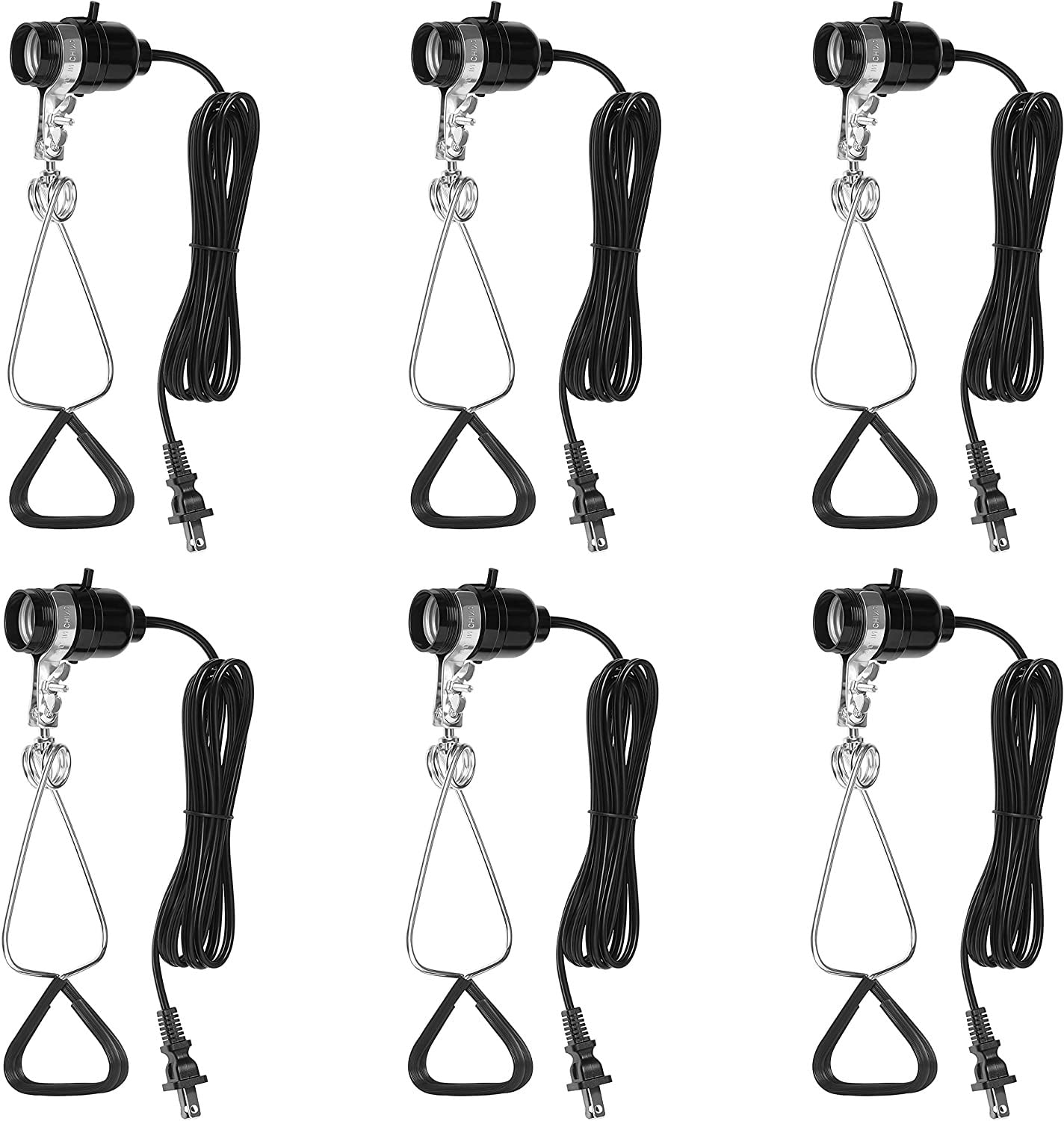 Clamp Light Socket Simple Deluxe E26 150 W Com Cabo De 1,8 M, Pacote Com 6