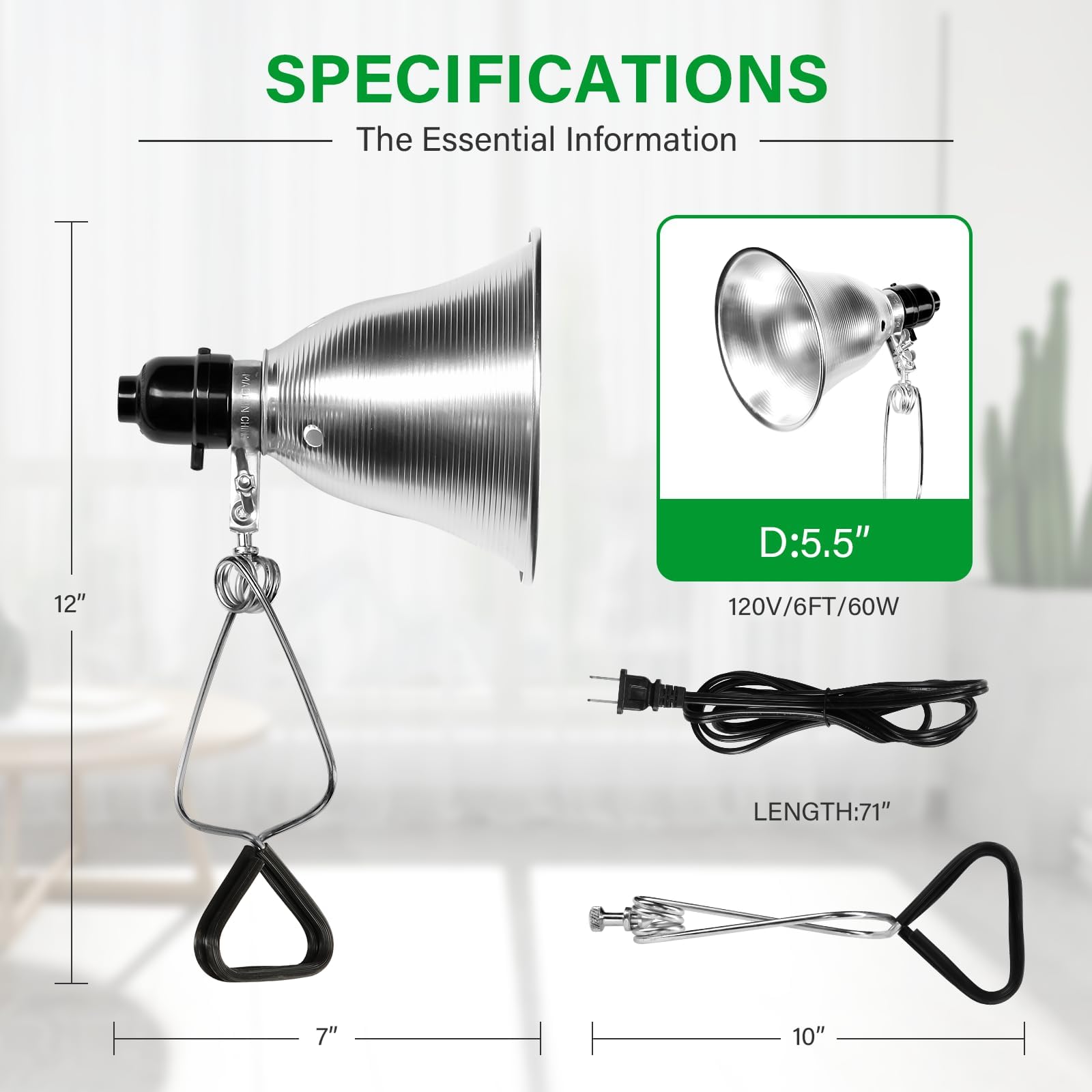 Encontraproduto.com.br - Clamp Lamp Light Simple Deluxe Com Refletor De 5,5 Polegadas De 60 W