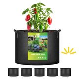Sacos De Cultivo Para Plantas Ipower, Tecido Não Tecido De 10 Galões, Pacote Com 5 Unidades, Preto