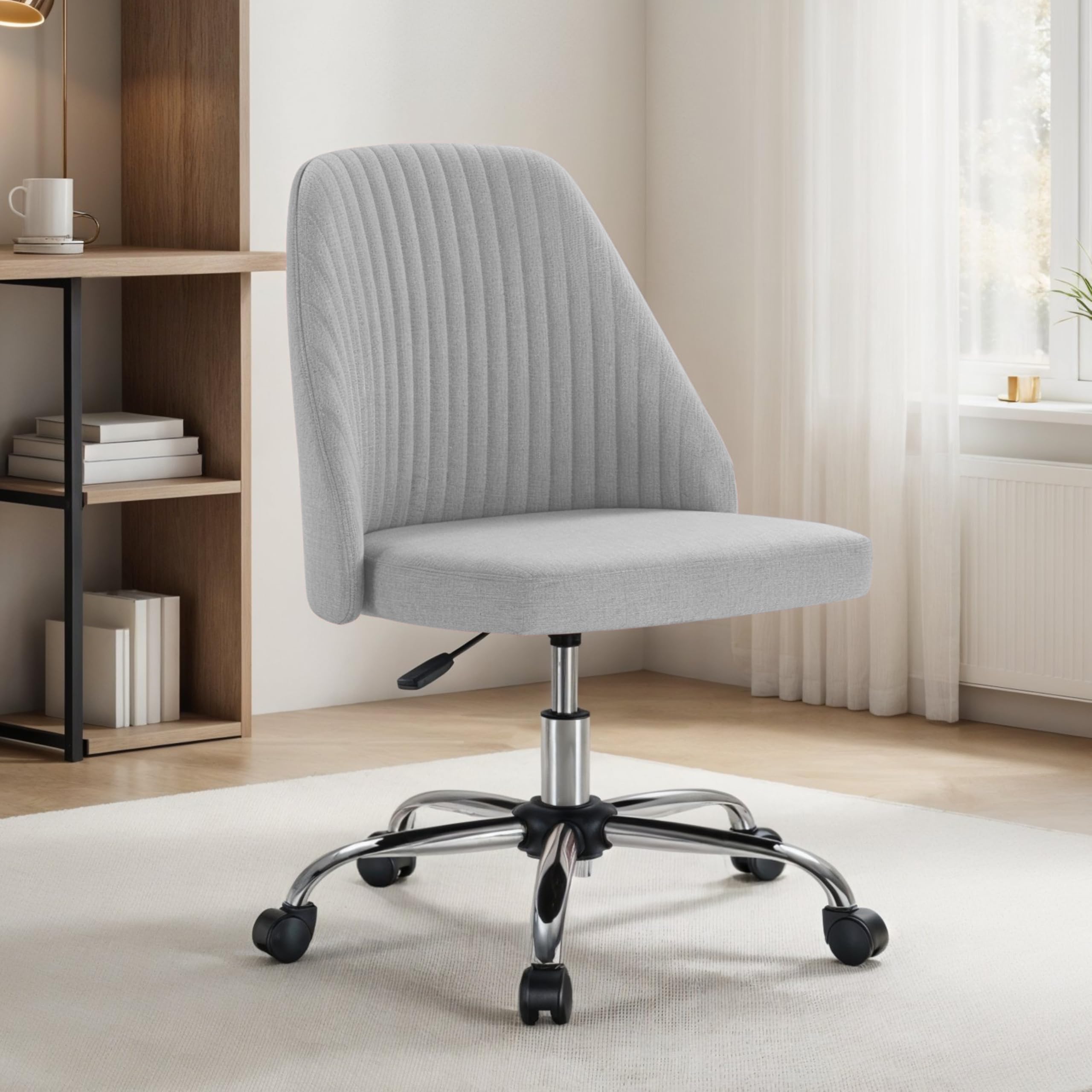 Cadeira De Mesa De Escritório Simple Deluxe Cinza Sem Braços Com Rodas