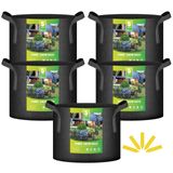 Grow Bags Ipower, Pacote Com 5, Tecido Não Tecido De 19 Litros Para Plantas De Jardim