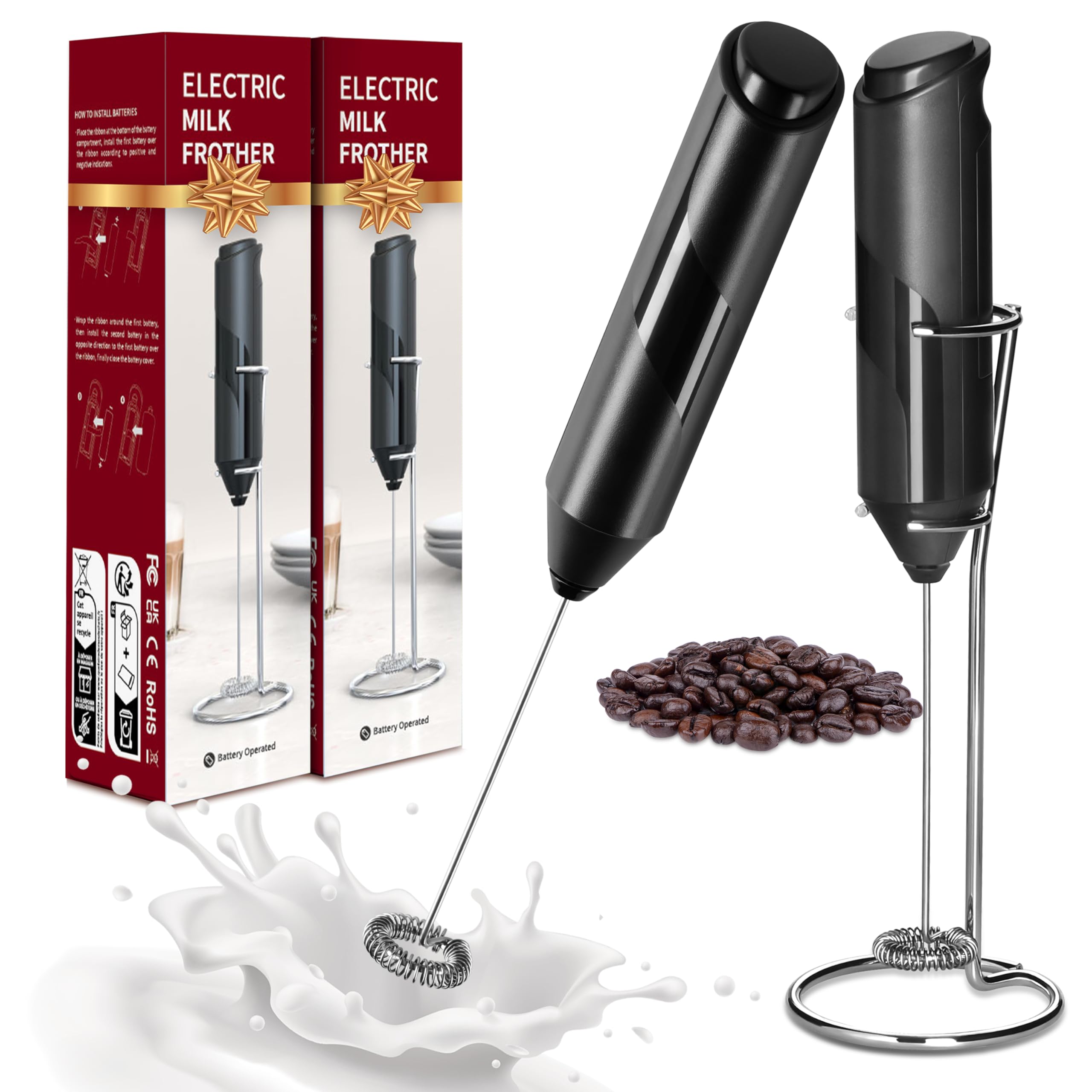 Milk Frother Yssoa Electric Portátil Com Suporte De Aço Inoxidável