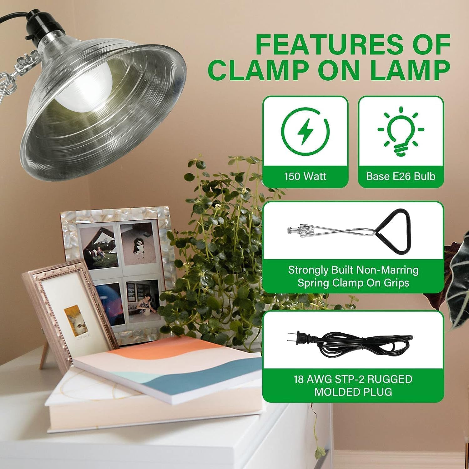 Encontraproduto.com.br - Clamp Light Simple Deluxe Com Refletor De 8,5 Polegadas, Pacote Com 2 Unidades De 150 W