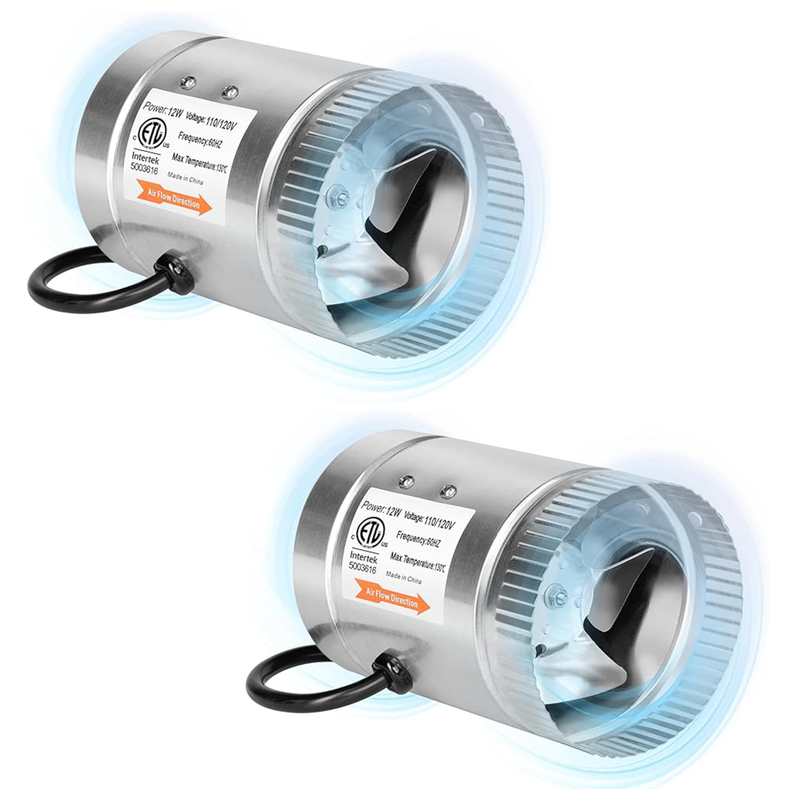 Ventilador De Duto De Reforço Em Linha Ipower 4 Polegadas 100 Cfm 110/120v Silver