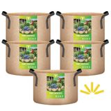 Sacos De Cultivo De Plantas Ipower, Tecido Não Tecido De 7 Galões, Pacote Com 5 Unidades, Bronzeado