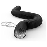 Mangueira De Ventilação Do Secador Healsmart Flexível De Alumínio 10 Cm 2,4 M Preto