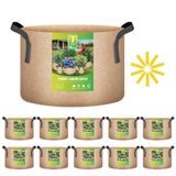 Sacos De Cultivo De Plantas Ipower, 7 Galões, Pacote Com 10, Tan Heavy Duty