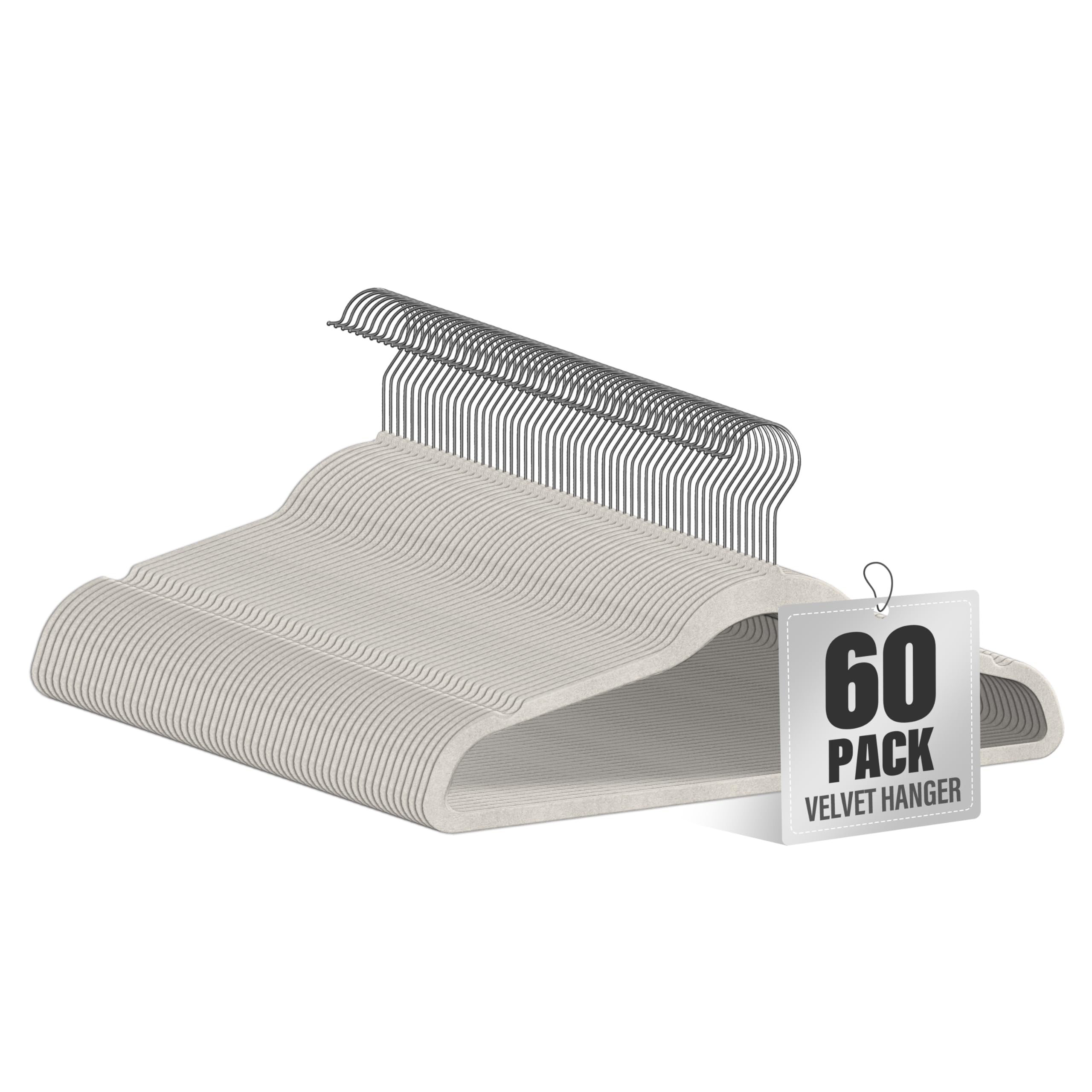 Cabides De Veludo Simple Deluxe, Pacote Com 60, Brancos