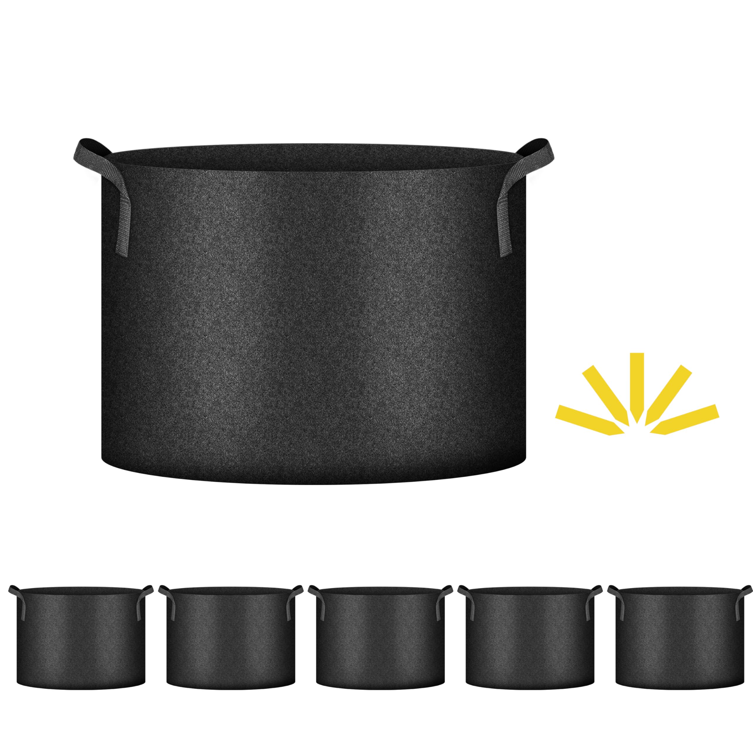 Grow Bags Ipower, Tecido Não Tecido De 25 Galões, Pacote Com 5