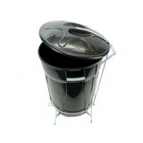 Lixeira 100l Redonda Preta Com Tampa E Pedal E8gp Jsn