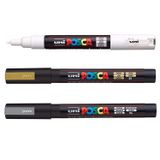 Conjunto De Canetas Marcadoras De Tinta Posca Pc-3m Glass Metal Branco/dourado/prata