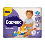 Fralda Babysec Premium Mega Xg Com 24 Unidades - 11 A 14kg