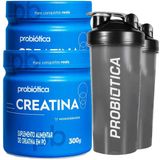 Combo 2x Creatina 100% Pura 300g + 2x Coqueteleira Sem Sabor