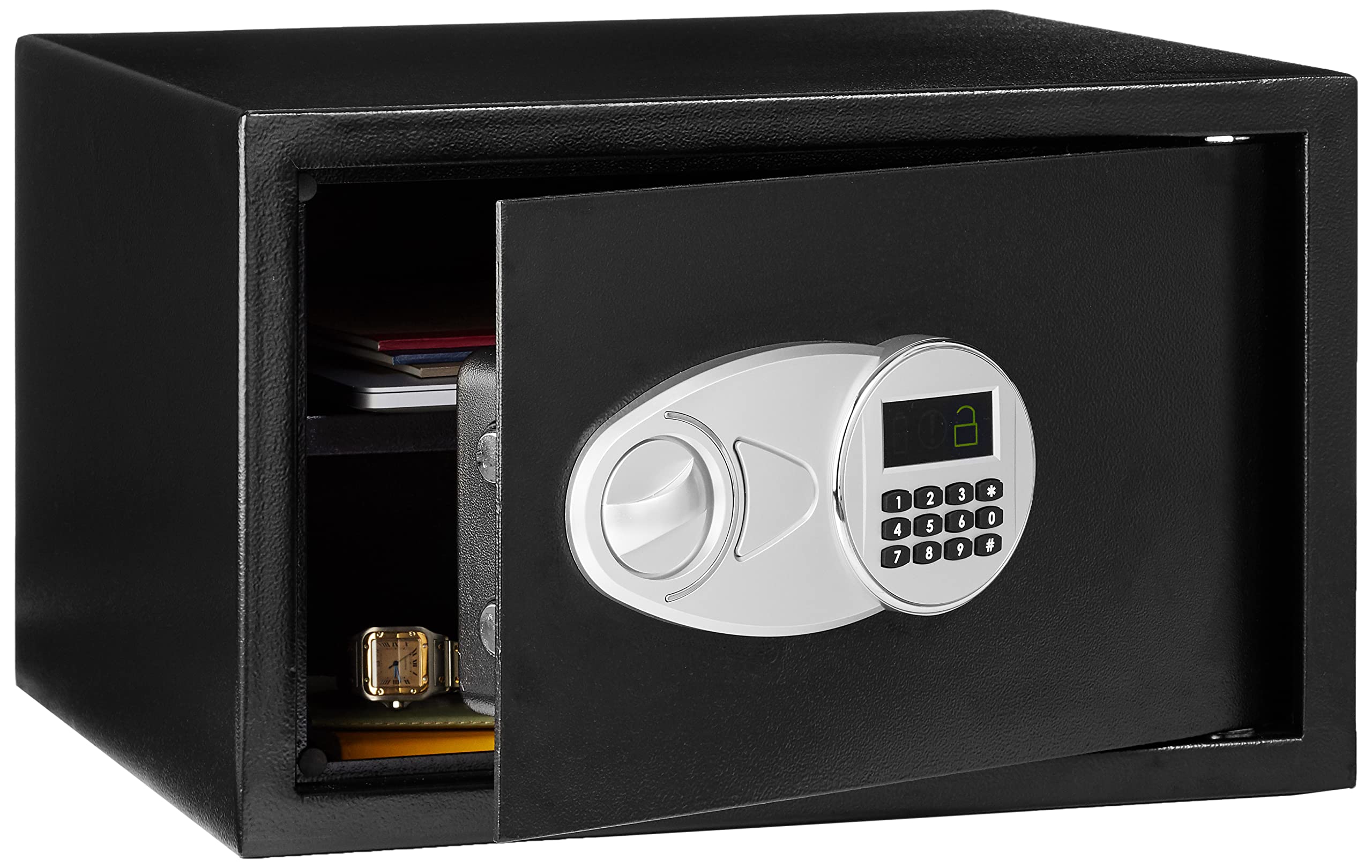 Security Safe Amazon Basics Programmable 1,2 Pés Cúbicos Preto