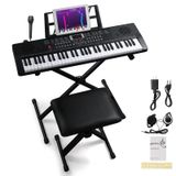 Teclado E Piano Portátil Ktaxon De 61 Teclas Com Suporte, Banqueta E Microfone