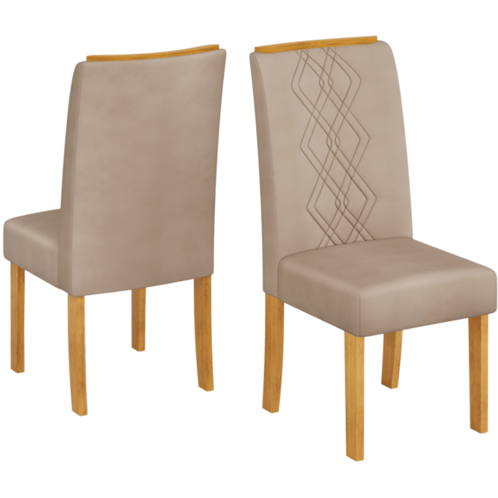 Kit 2 Cadeiras De Jantar Estofadas Ayla Veludo Creme Freijo Dj Moveis