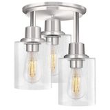 Luz De Teto Rottogoon Semi Flush Mount De 3 Luzes Em Níquel Escovado
