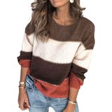 Suéter Feminino Angashion Casual Color Block Knit