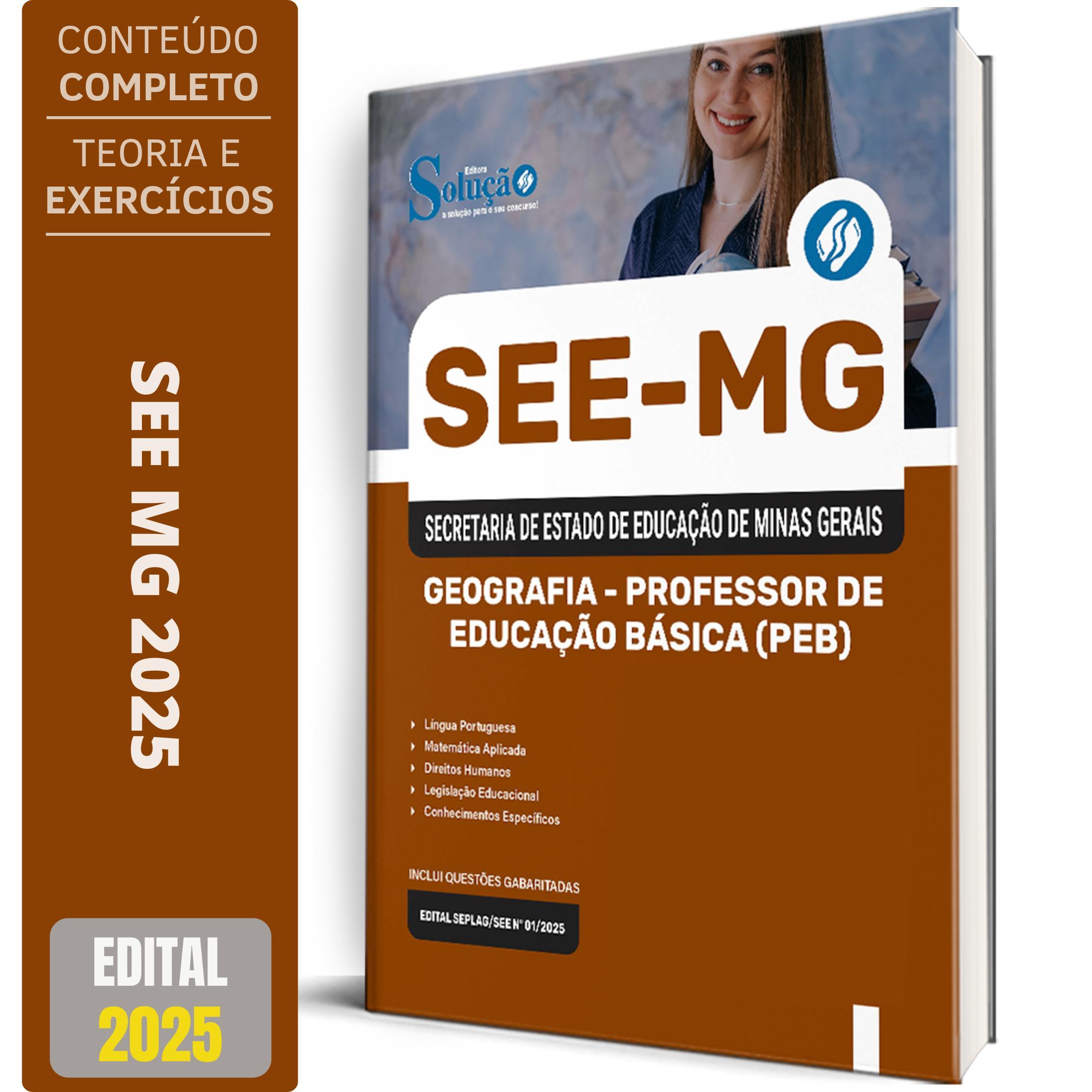 Apostila See Mg 2025 Geografia Professor Educação Básica Peb - Carrefour