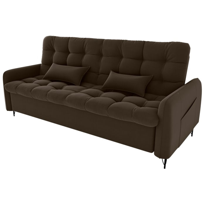 Sofa Cama 2 Lugares 200cm Pillar Veludo E405 Marrom Milani Store