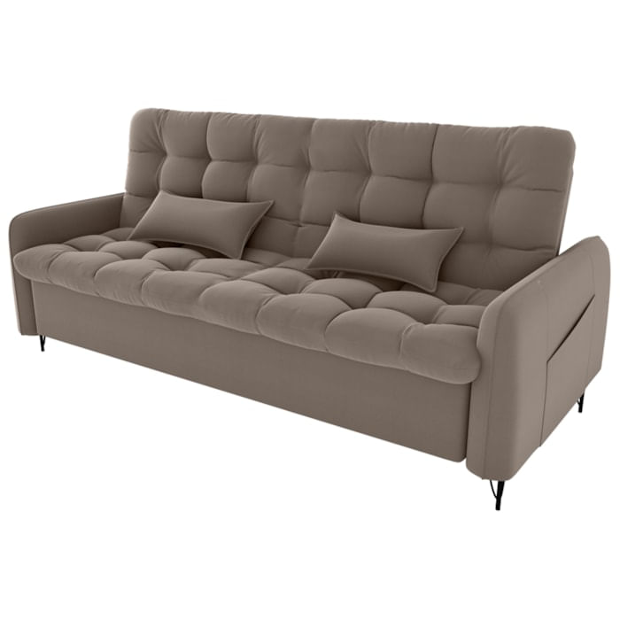 Sofa Cama 2 Lugares 200cm Pillar Veludo E400 Marrom Claro Milani Store